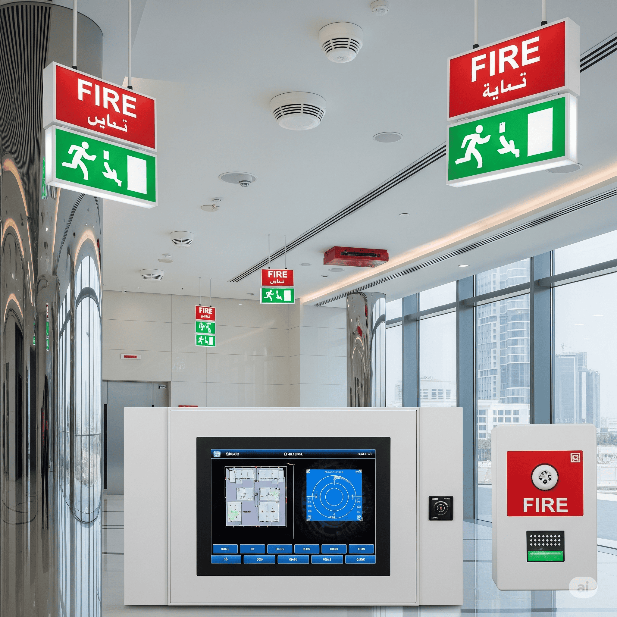 Smart fire alarm system icon - UAE Civil Defense approved integrated solutions